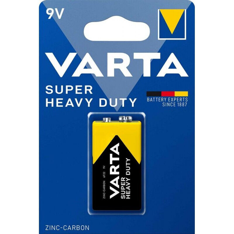 2 VARTA SUPER HEAVY DUTY 9V Block Batteries 6F22 6LR61