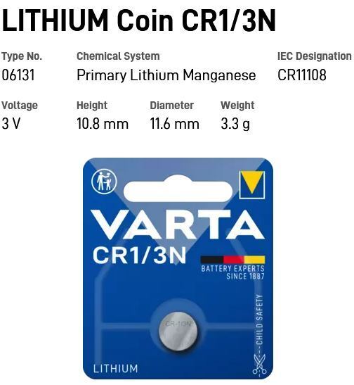 VARTA Lithium CR1/3N 2L76 K58L 6131 CR11108 3V Coin Battery