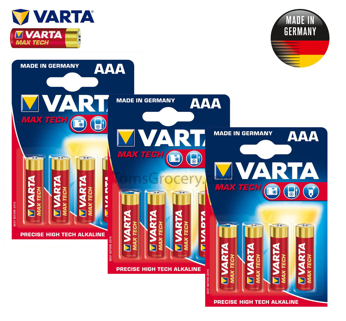 12 x VARTA Max Tech AAA LR03 4703 MN2400 1.5V Hi-Fi German Batteries