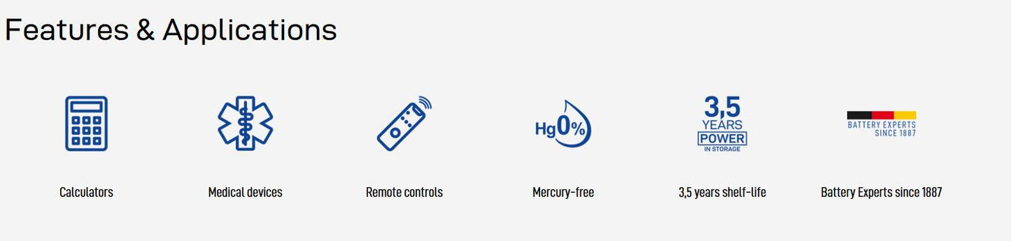 5 VARTA V625U PX625A LR9 KX625 CA16 PX625 MR9 Button Cell Tablet Batteries