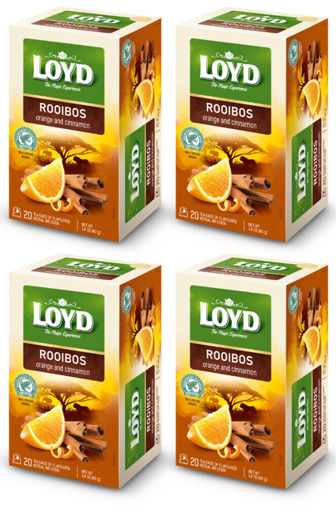 4 LOYD Rooibos Orange & Cinnamon Flavored Herbal Tea (80 servings)