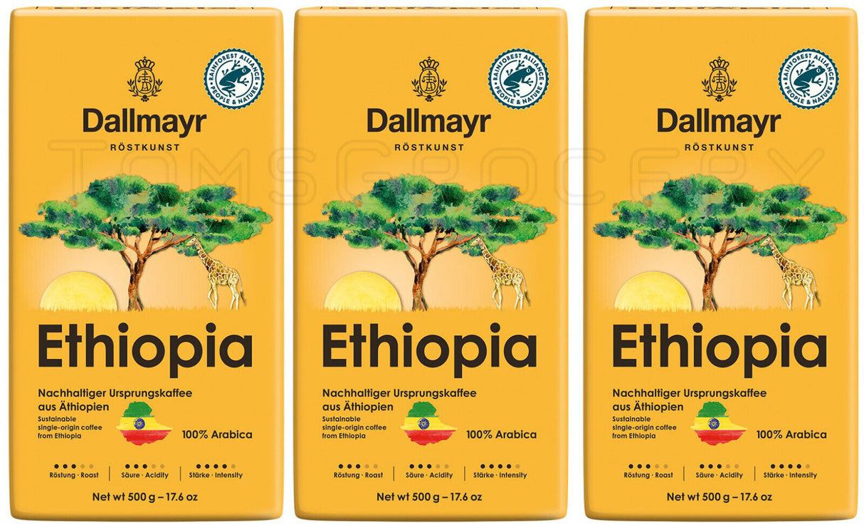 3 DALLMAYR Ethiopia Gourmet Ground Coffee 100% Arabica 500g 17.6oz