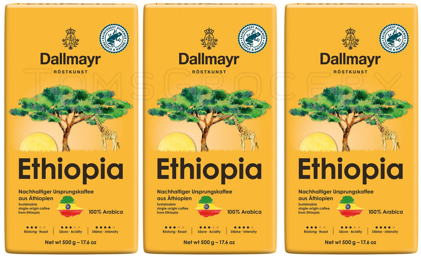 3 DALLMAYR Ethiopia Gourmet Ground Coffee 100% Arabica 500g 17.6oz