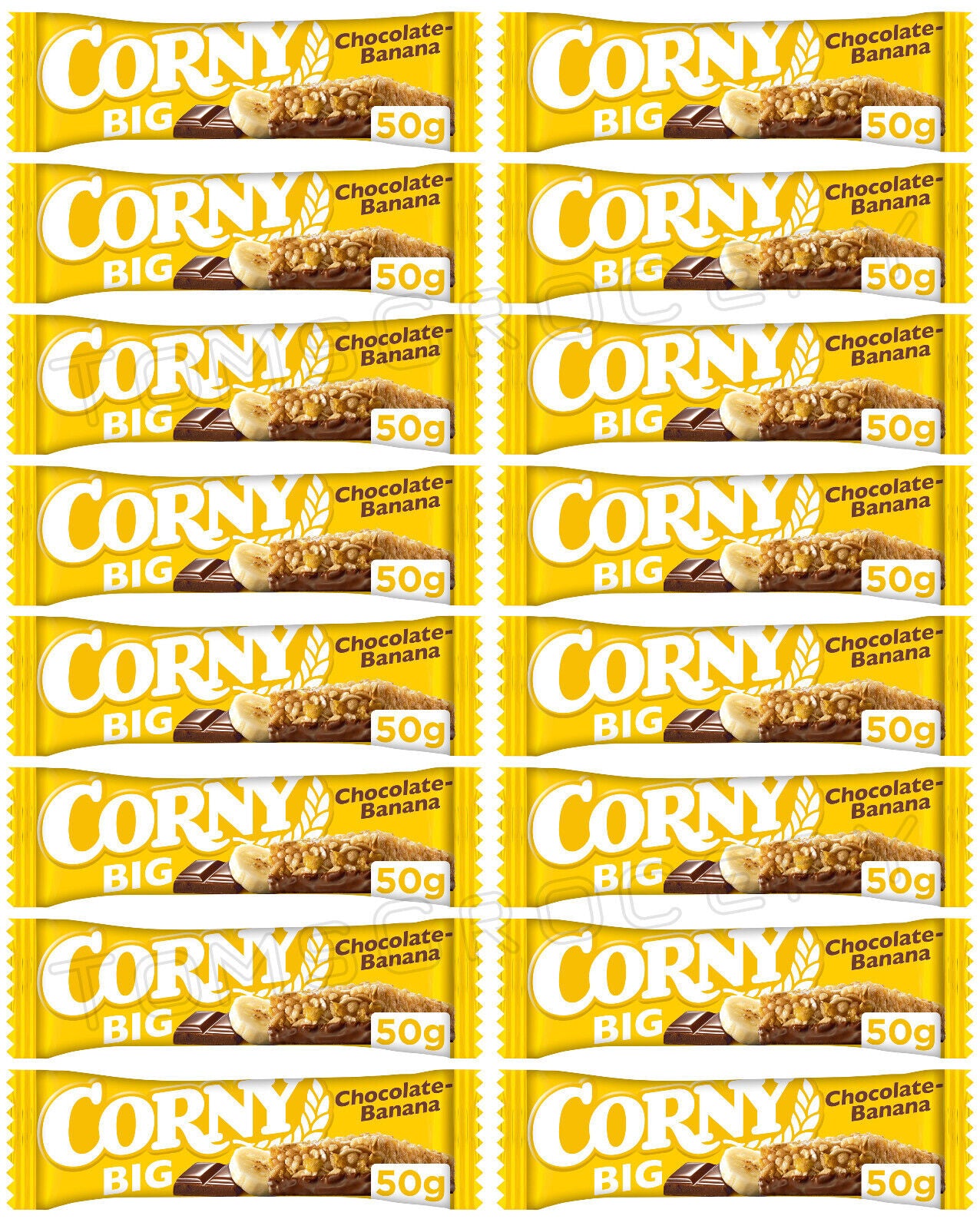 16 CORNY BIG Chocolate & Banana Flavor Breakfast Cereal Bars 50g 1.8 oz