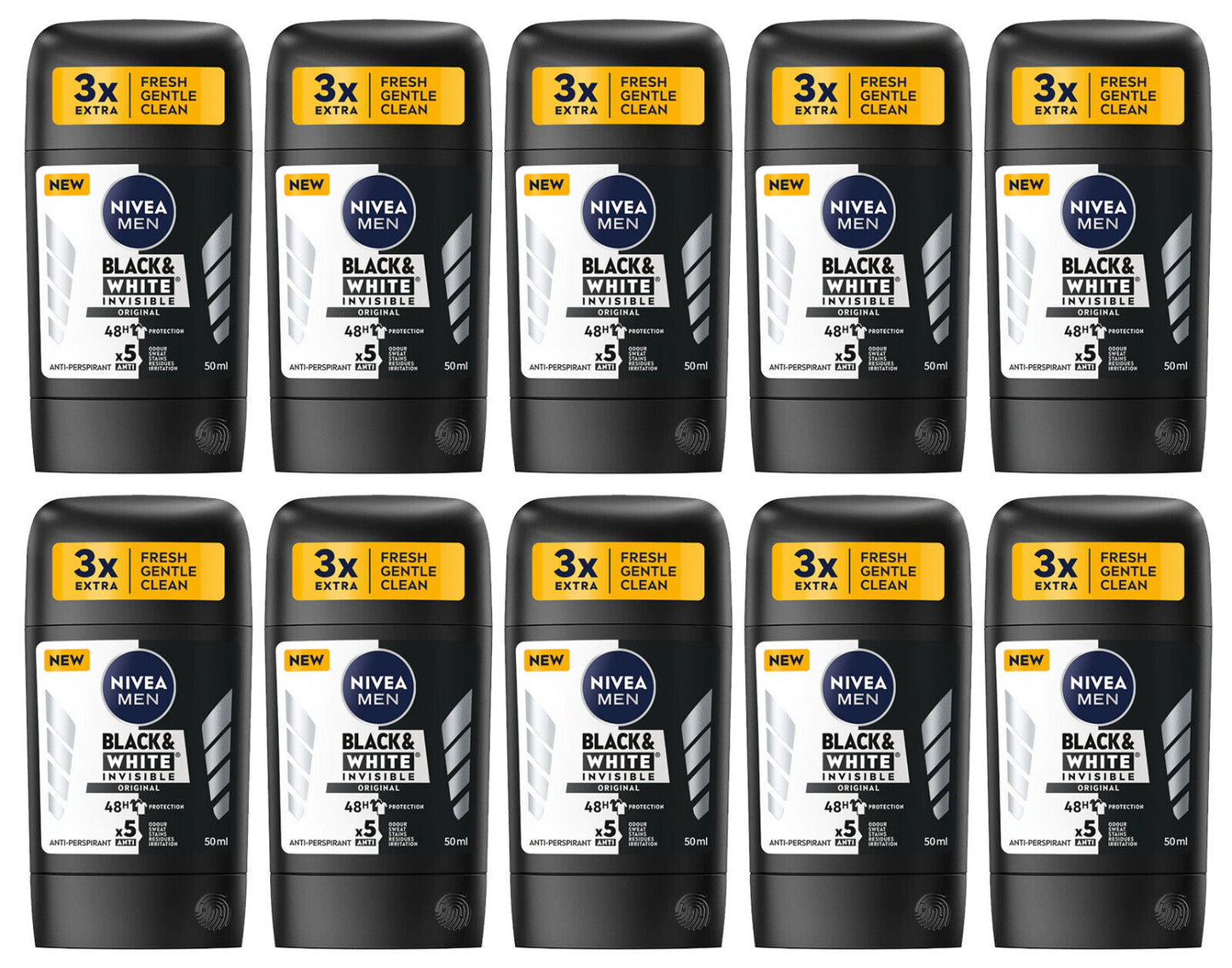 10 NIVEA MEN Invisible Antiperspirant 48h Anti-Marks Protection Deodorant Stick