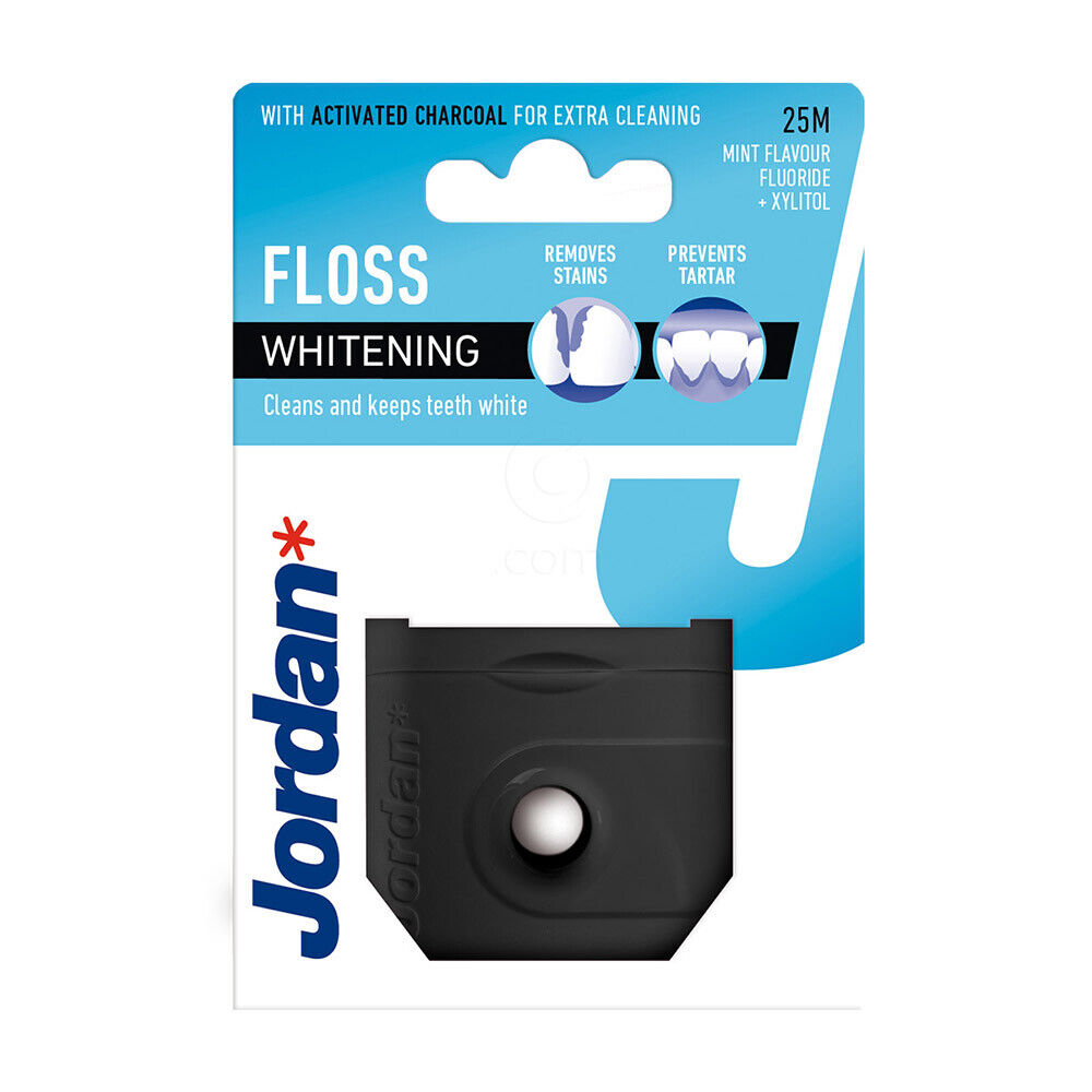3 x JORDAN Whitening Dental Floss With Charcoal Removes Stains Prevents Tartar