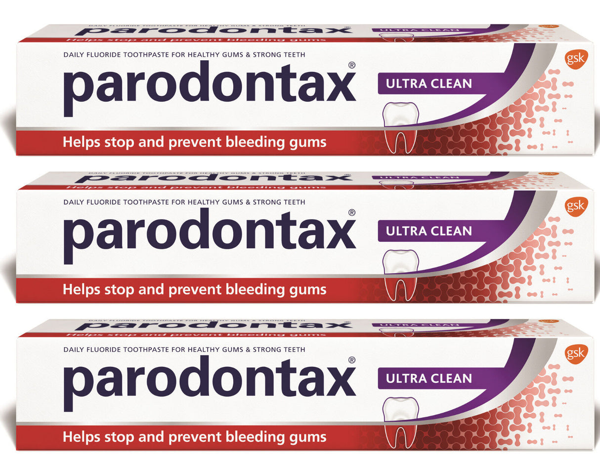 3 x PARODONTAX ULTRA CLEAN Daily Fluoride Toothpaste for Bleeding Gums 75ml