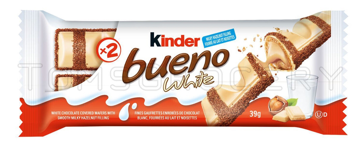 9 KINDER BUENO WHITE Chocolate Covered Cream Filled Wafers Sweets 39g 1.4oz
