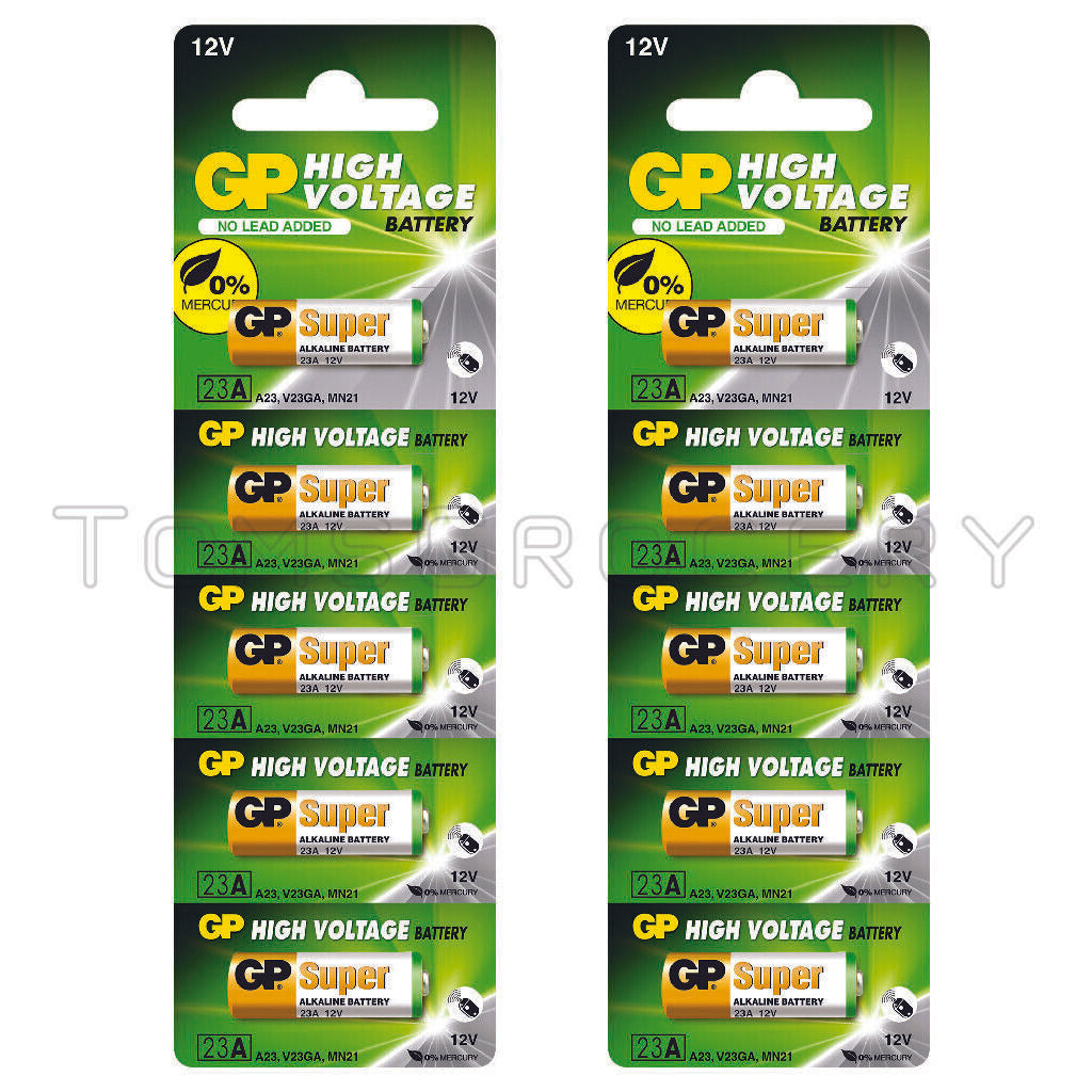 10 GP SUPER HIGH VOLTAGE 23A V23GA MN21 A23 12V Alkaline Batteries Car Security