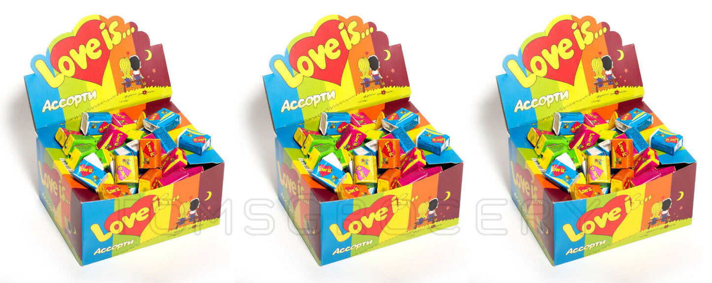 3 LOVE IS... MIXED FLAVORS SEALED BOXES 100 PCS Assorted Bubble Gums Valentine