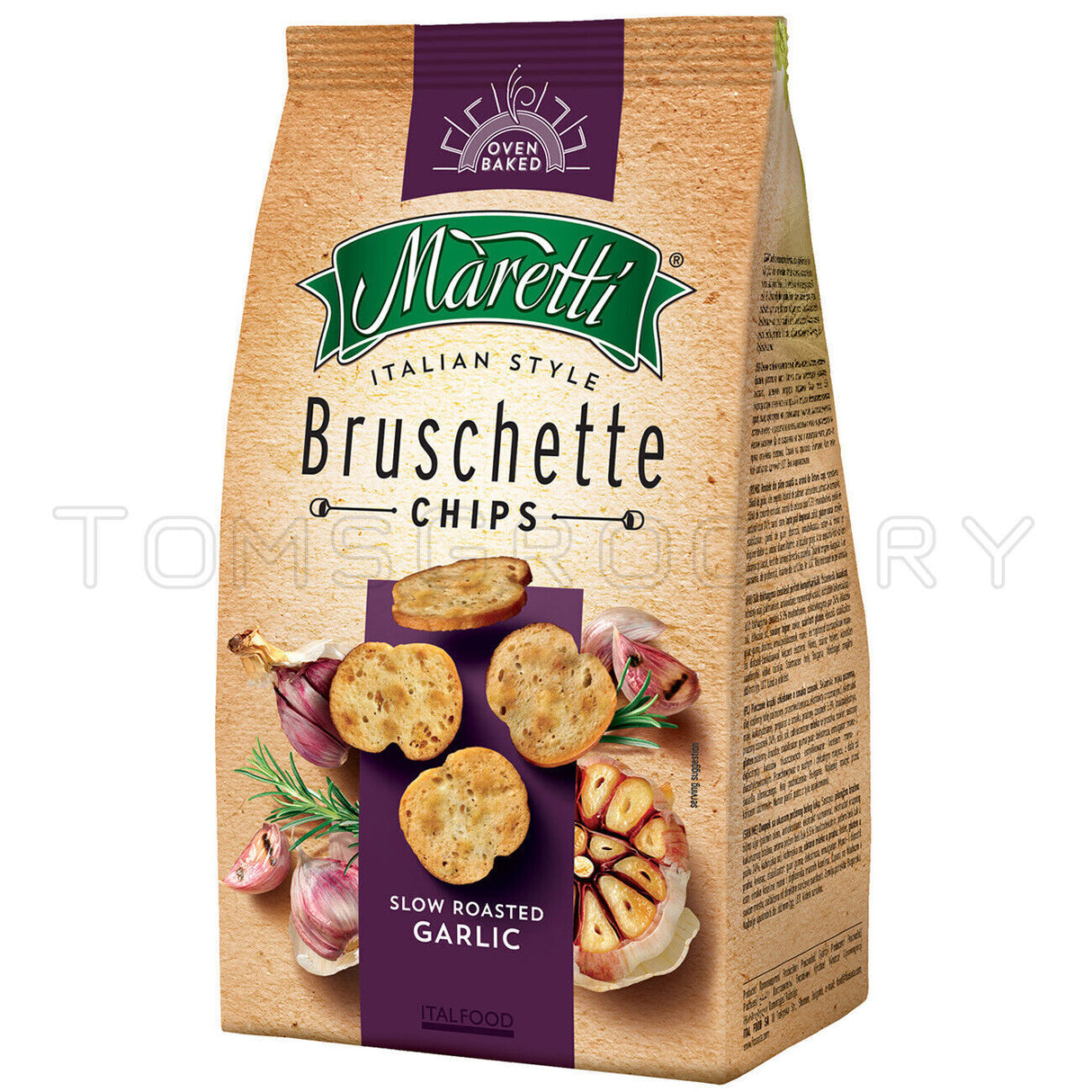 4 x BRUSCHETTE MARETTI Roasted Garlic Flavor Oven Baked Bread Bites Snacks 70g