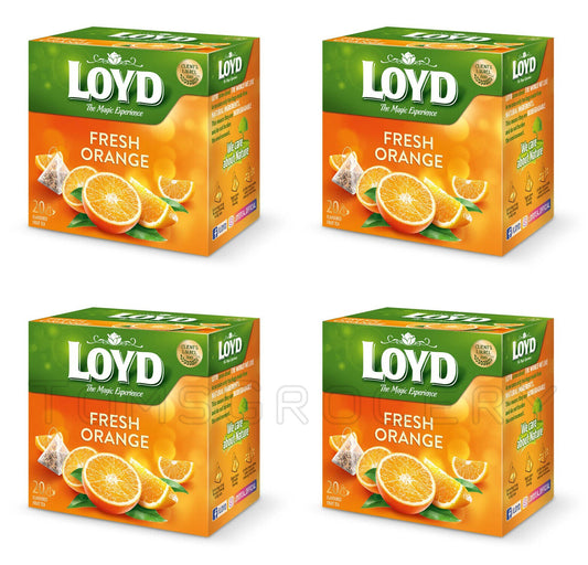 4 LOYD Orange Flavores Fruit Tea Infusion 20 Teabags Boxes (80 servings total)