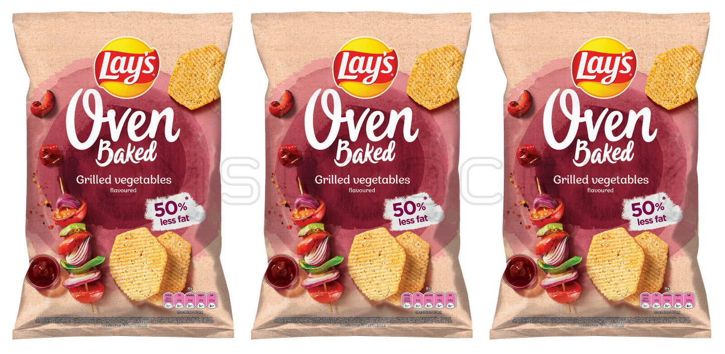 3 LAYS Oven Baked Grilled Vegetables Flavor Potato Chips Crisps Snacks 110g
