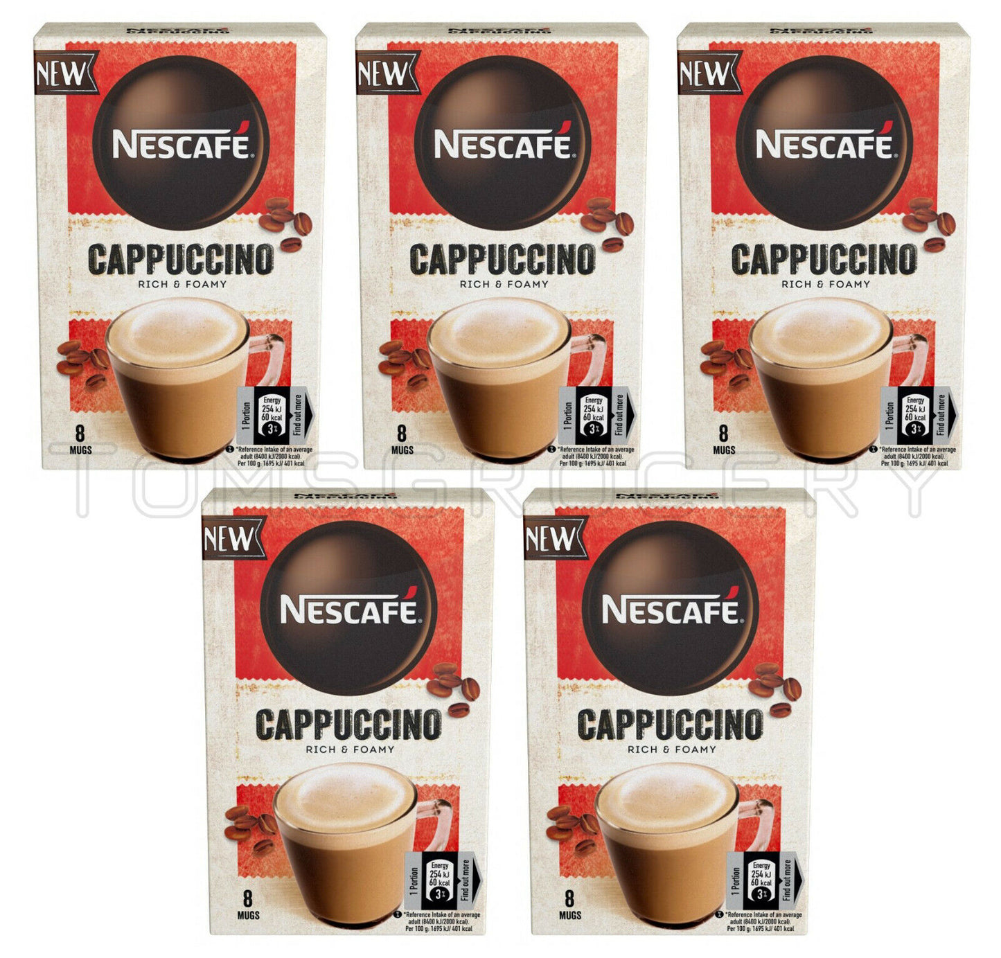 5 NESCAFE CAPPUCCINO Rich & Foamy Instant Coffee Drink 120g 4.2oz