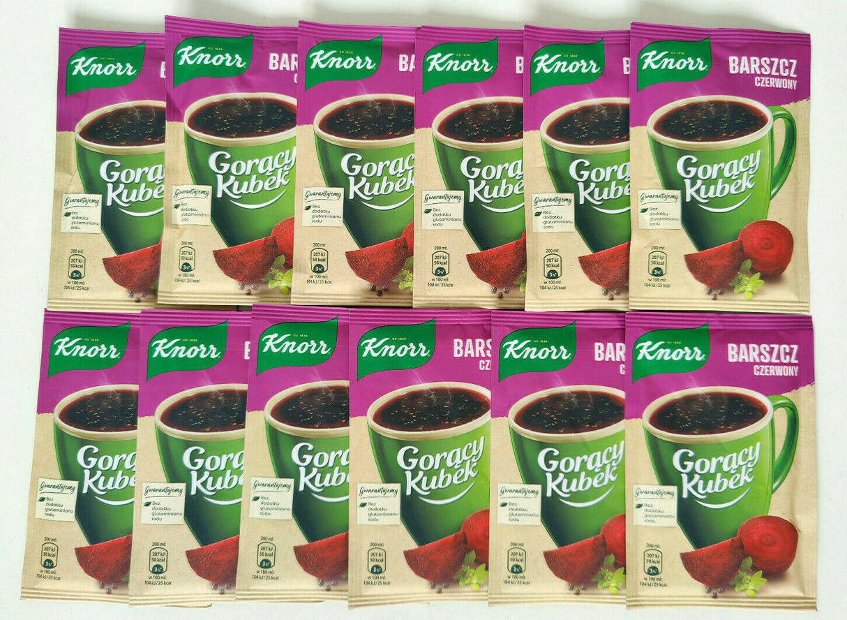 12 KNORR Beetroot Flavor Instant Soup Quick Preparation Sachets Borsch