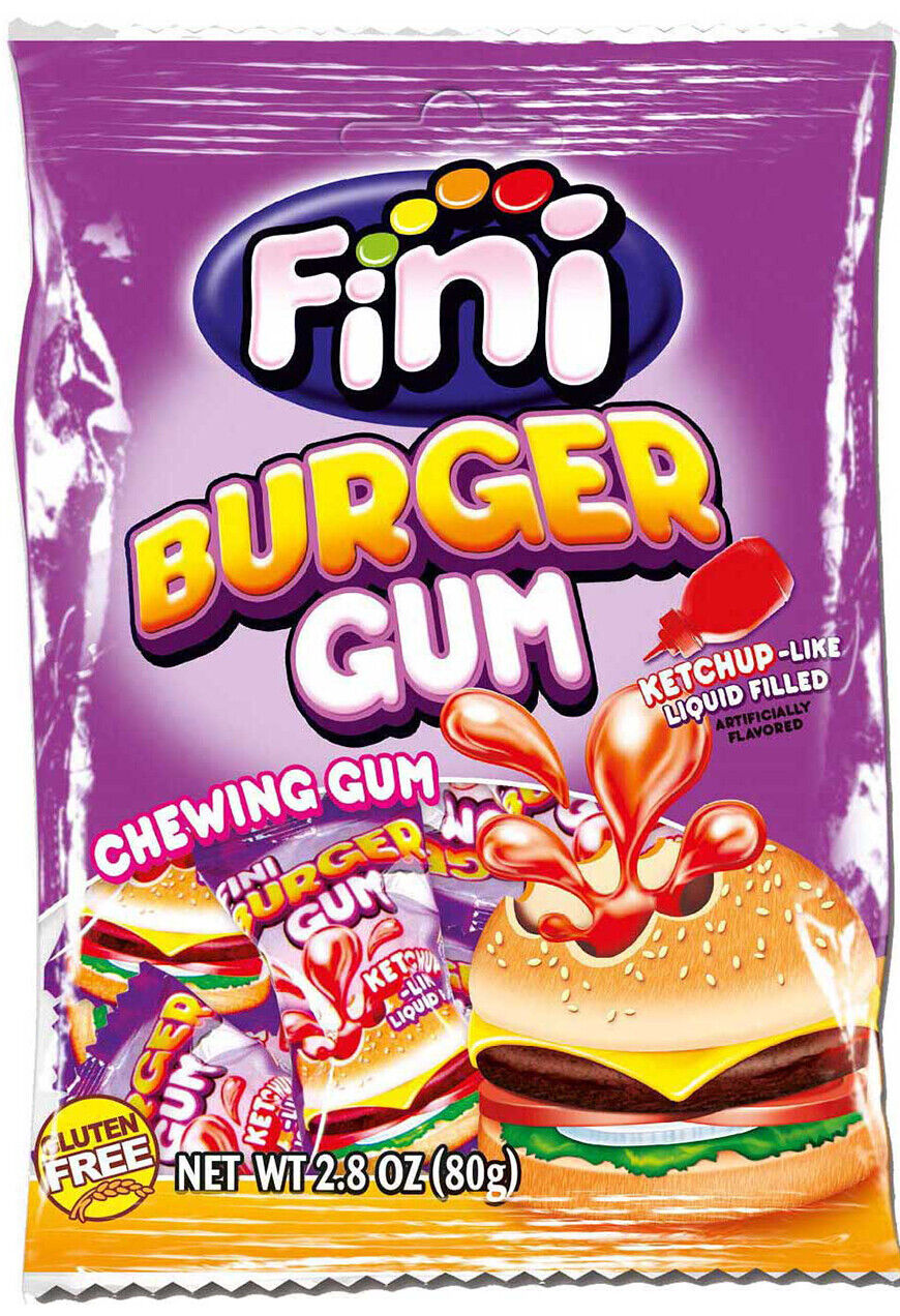 FINI BURGER GUM Liquid Candy Ketchup Filled Novelty Party Sweets 80g 2.8oz
