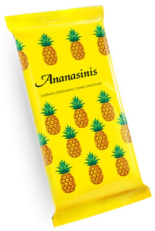 4 x PINEAPPLE Dark Chocolate Bars Retro Lithuanian Sweets Ananasinis 80g 2.8oz