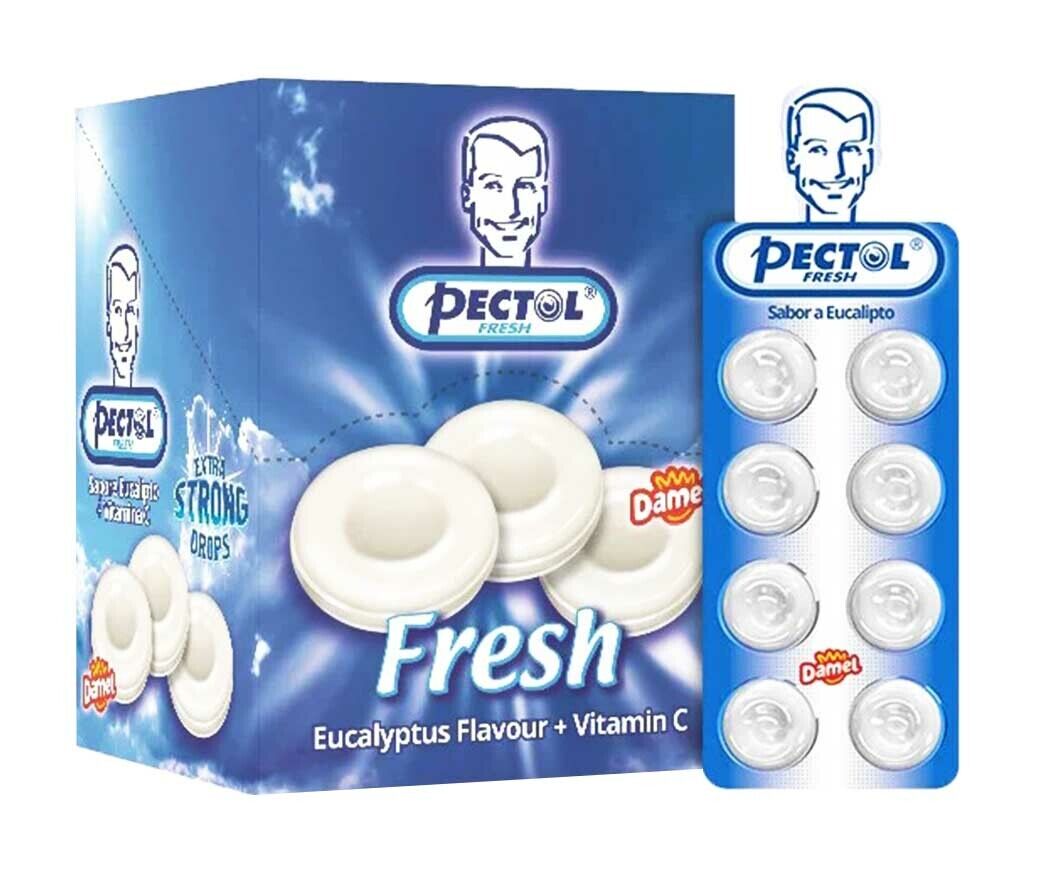 PECTOL Fresh Eucalyptus Flavor Candy Pastilles with Vitamin C FULL BOX 24 Packs