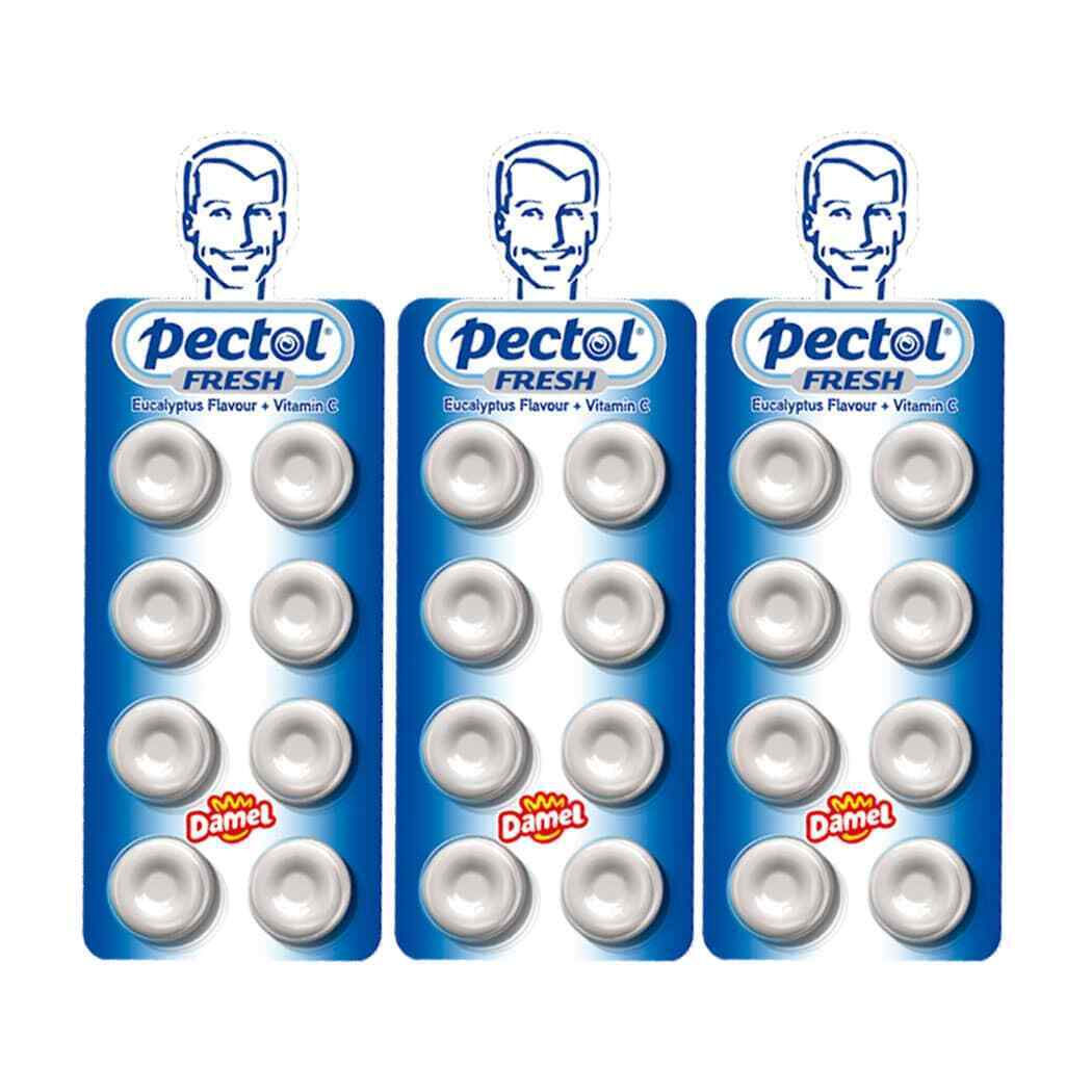PECTOL Fresh Eucalyptus Flavor Candy Pastilles with Vitamin C FULL BOX 24 Packs