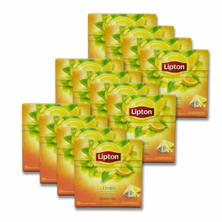 12 LIPTON LEMON Flavor Black Tea 20 Silk Pyramid Bags Boxes 34g (1.2oz)