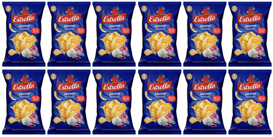 12 ESTRELLA SOUR CREAM & ONION Flavor Potato Chips Bags European Snacks 130g