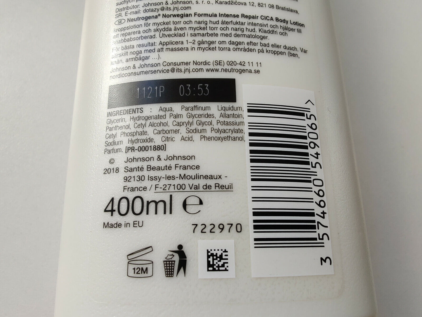 2 NEUTROGENA INTENSE REPAIR Body Lotion For Very Dry Rough Skin 400ml