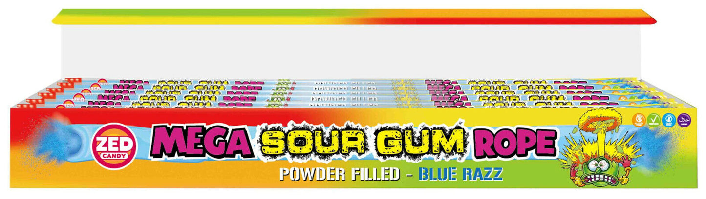 Zed Candy MEGA SOUR GUM ROPE Powder Filled Novelty Party Sweets (pack of 8)
