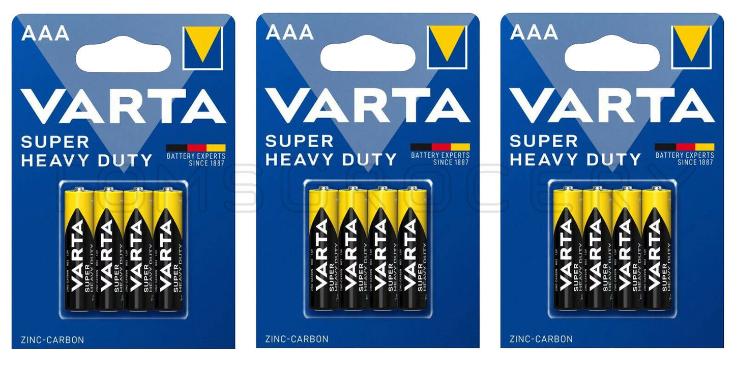 12 x VARTA Super Heavy Duty AAA Batteries Ministilo Micro LR03 2003 R03 1.5V