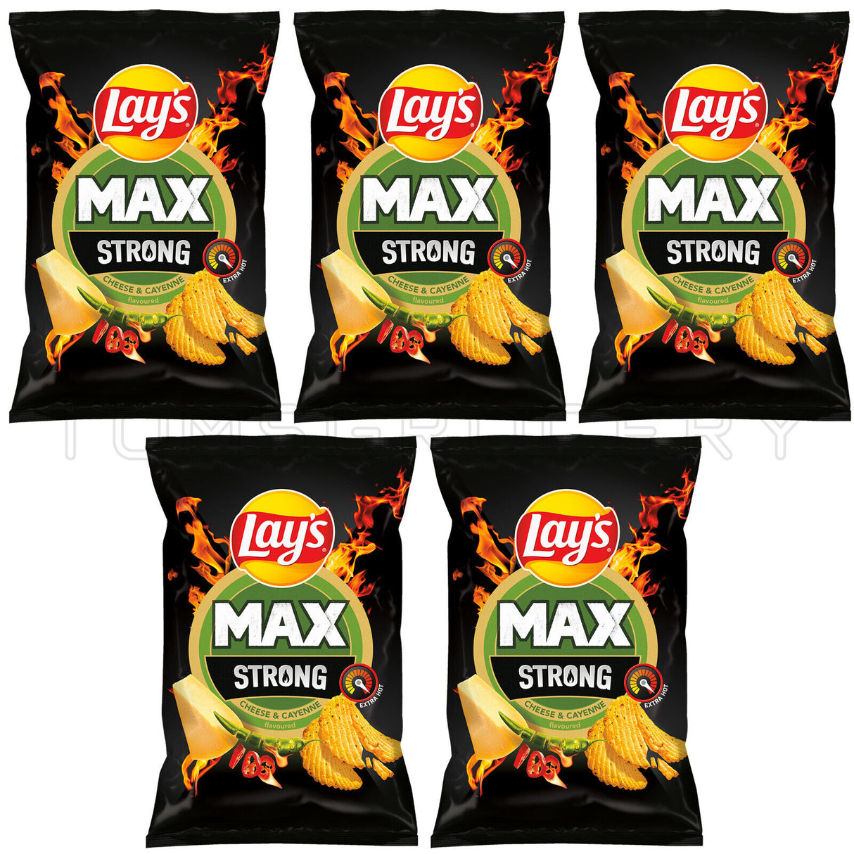 5 LAYS MAX STRONG Cheese & Cayenne Flavor Potato Chips Snacks 120g 4.2oz