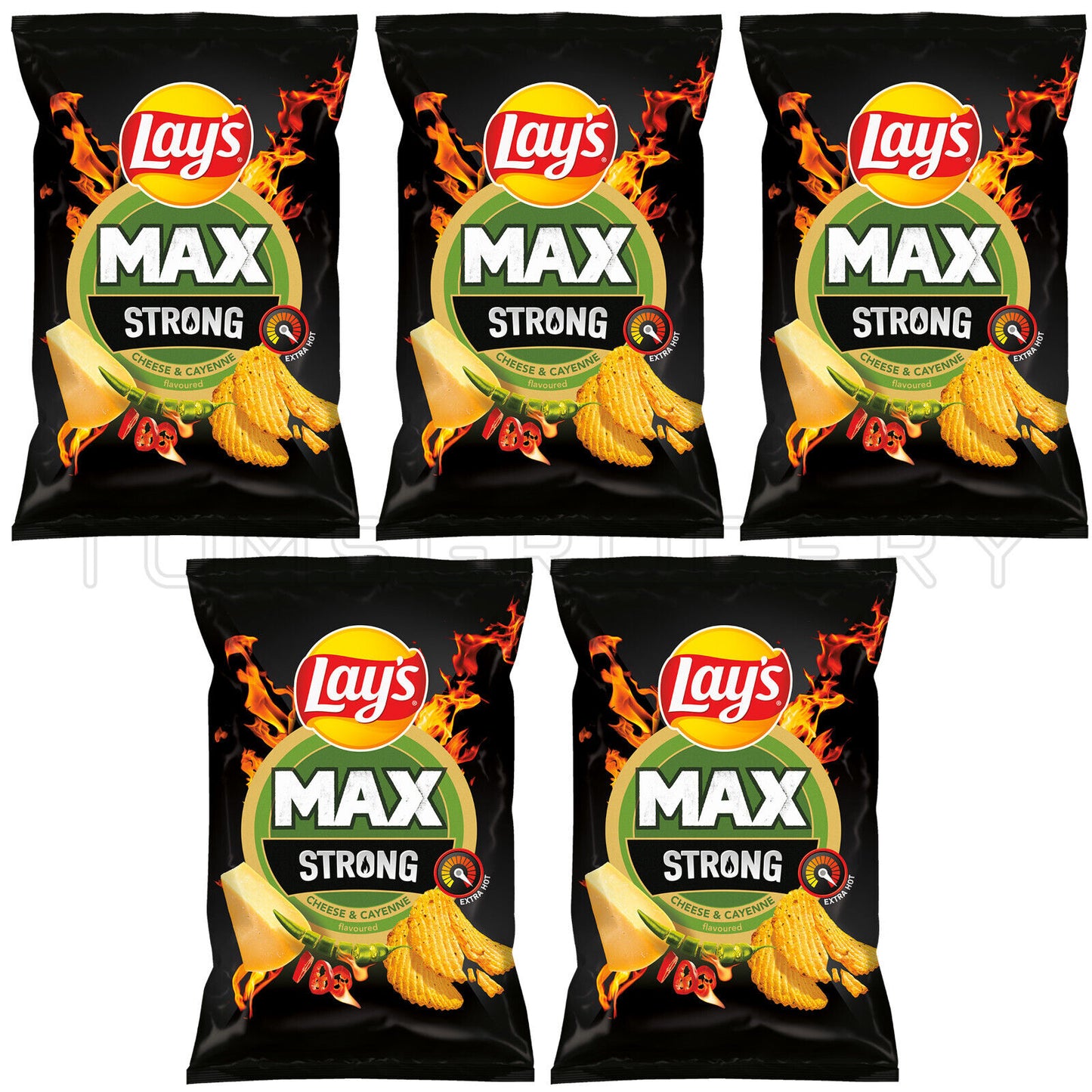 5 LAYS MAX STRONG Cheese & Cayenne Flavor Potato Chips Snacks 120g 4.2oz