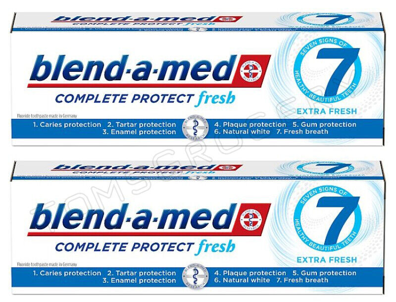 2 x BLEND-A-MED Complete Protect Extra Fresh 7 German Daily Toothpaste 75ml