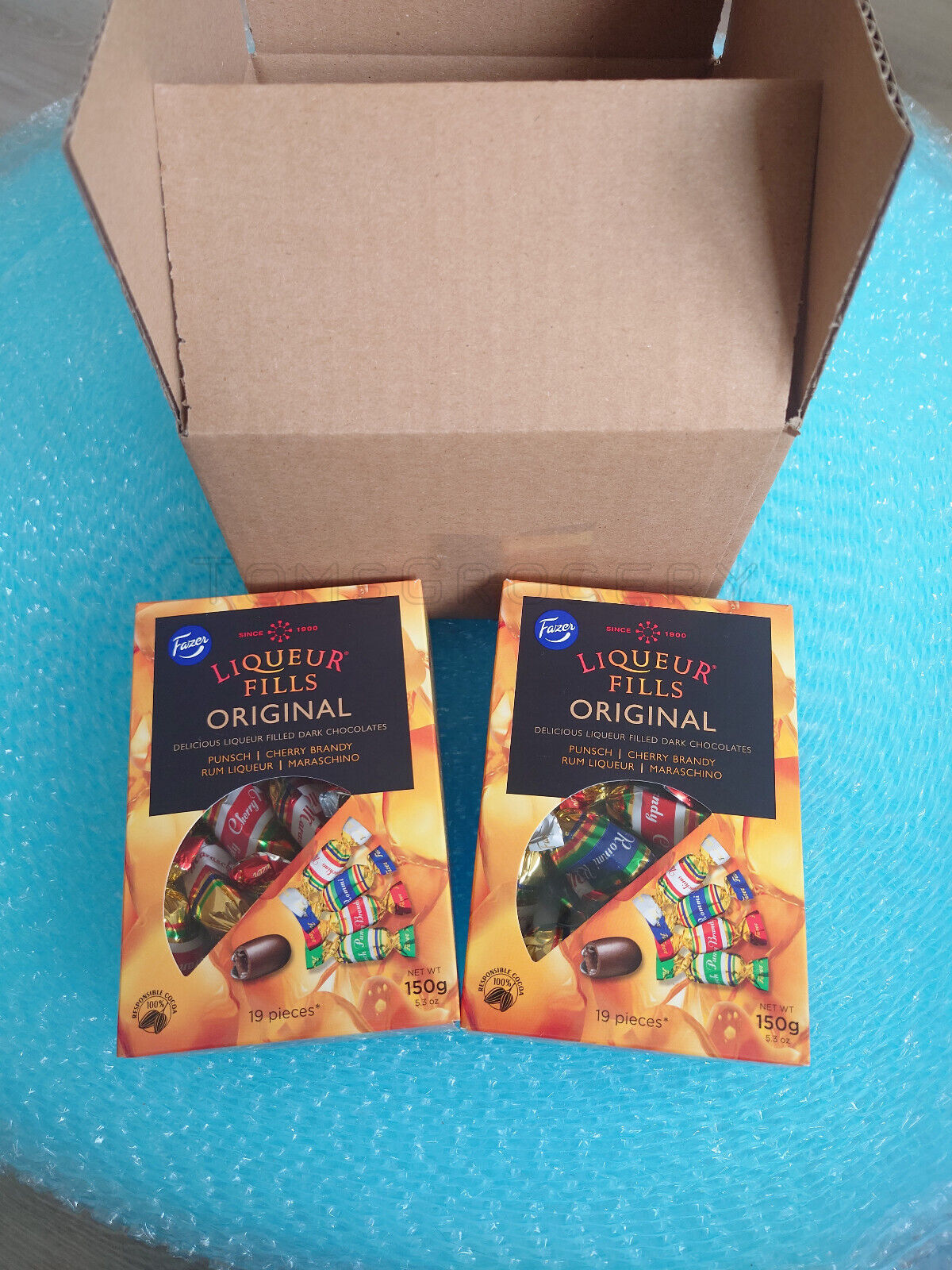 2 FAZER LIQUEUR FILLS Rum Punch Cherry Brandy Filled Chocolate Sweets 150g 5.3oz