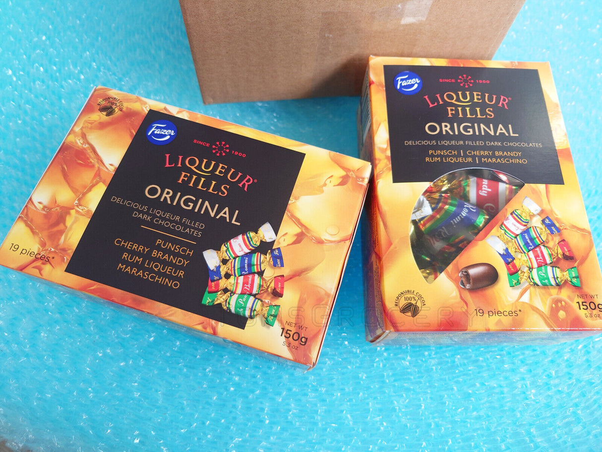 2 FAZER LIQUEUR FILLS Rum Punch Cherry Brandy Filled Chocolate Sweets 150g 5.3oz