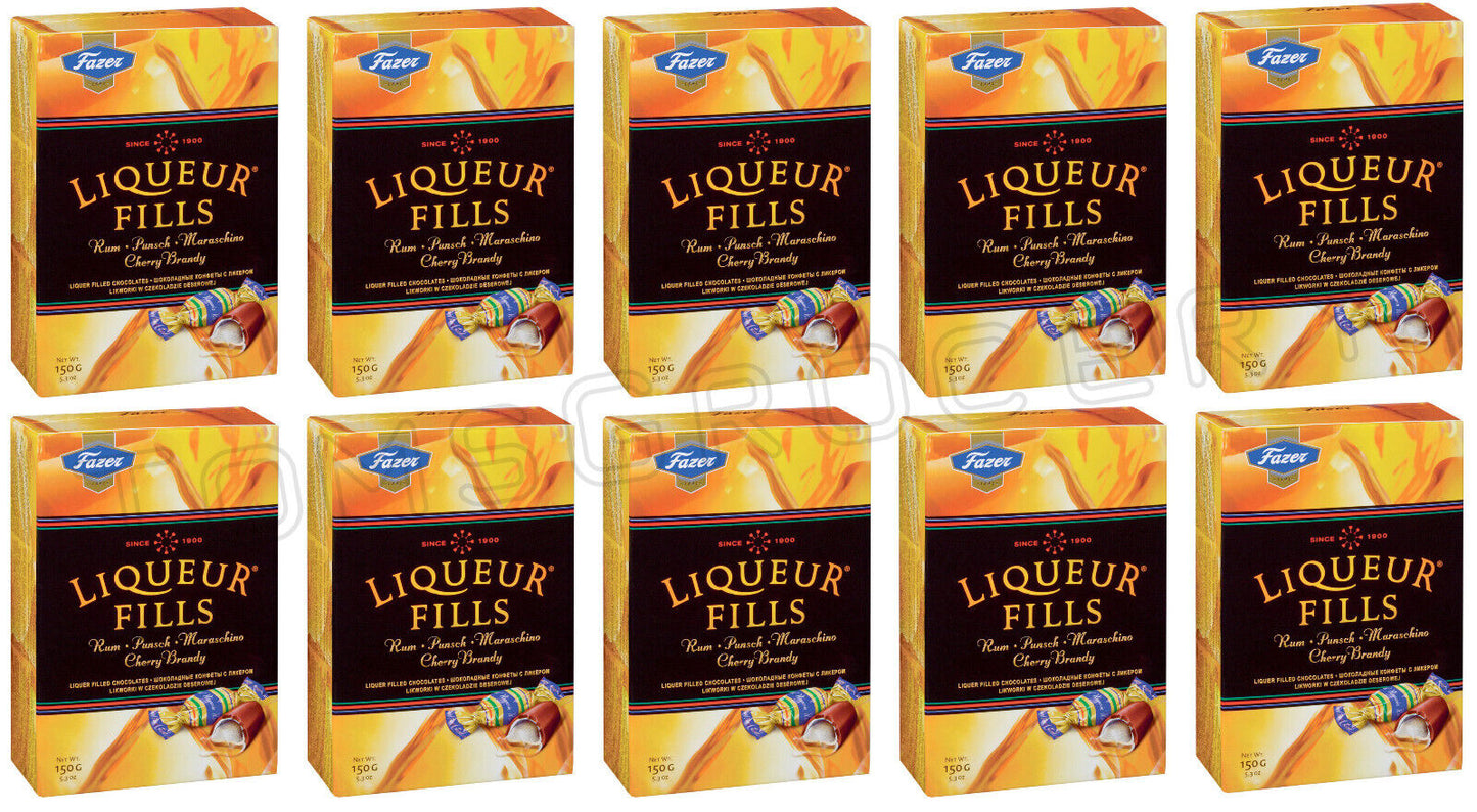 10 FAZER LIQUEUR FILLS Rum Punch Cherry Brandy Filled Chocolates 150g 5.3oz