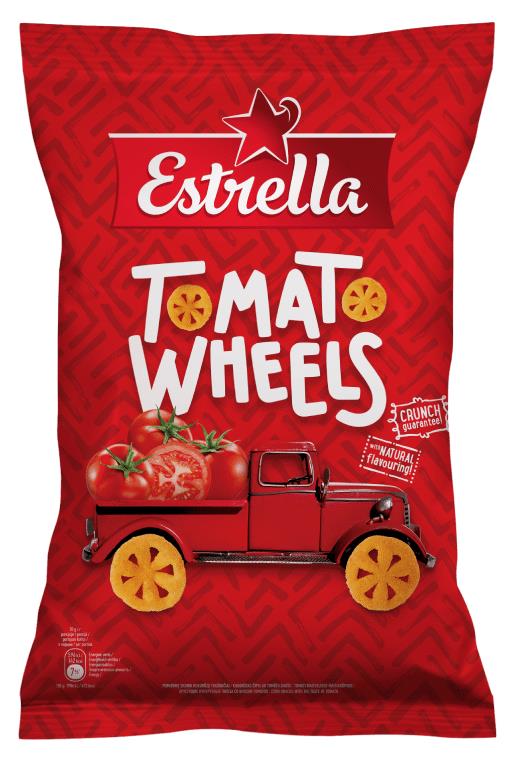 5 x ESTRELLA Tomato Wheels Flavor Crunchy Chips Snacks Crisps 120g 4.2oz