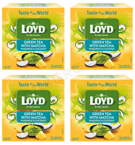 4 LOYD Green Tea With Matcha Pineapple & Coconut Flavor Boxes 30g 1.05oz