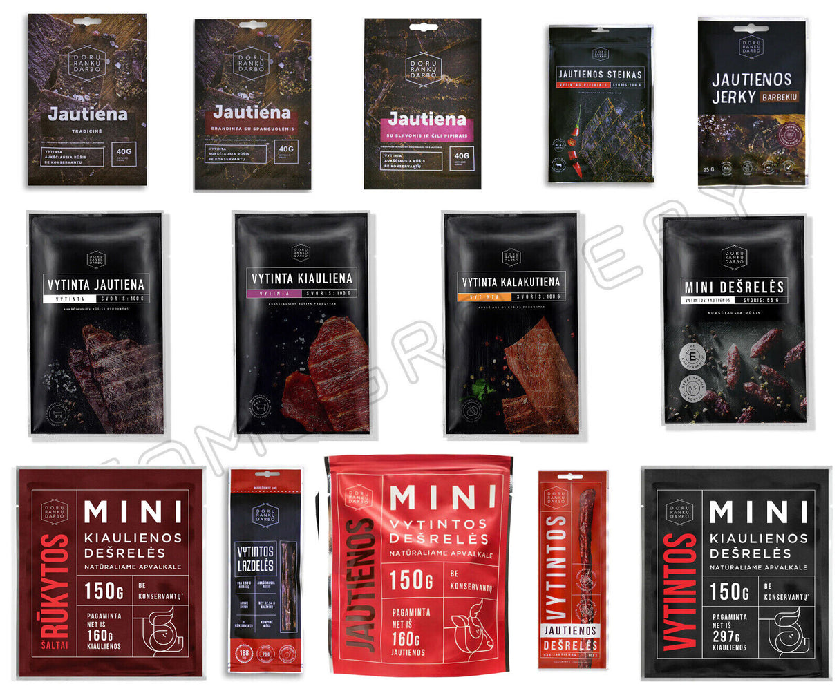 Beef Jerky Steak Smoked Pork Sausages Natural Gourmet Snacks Variety