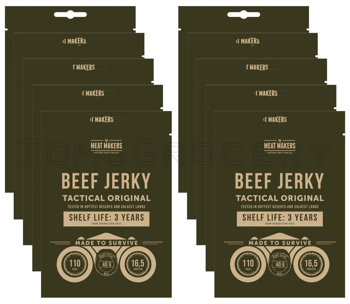 10 x Beef Jerky Tactical Original Made To Survive Army Snacks Ready To Eat