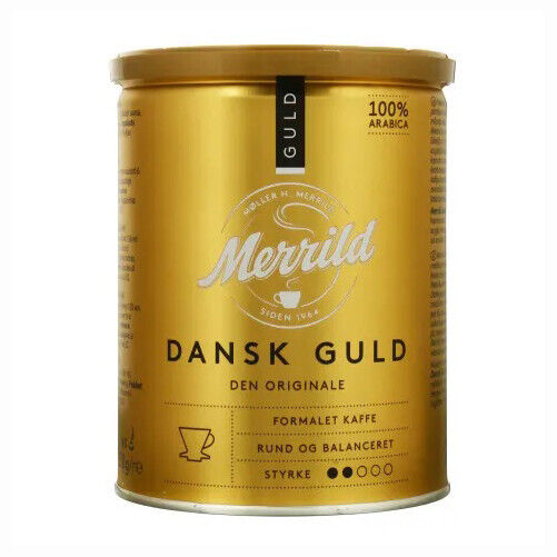 4 MERRILD DANSK GULD Finely Ground Coffee Medium Roast Arabica Tin 250g