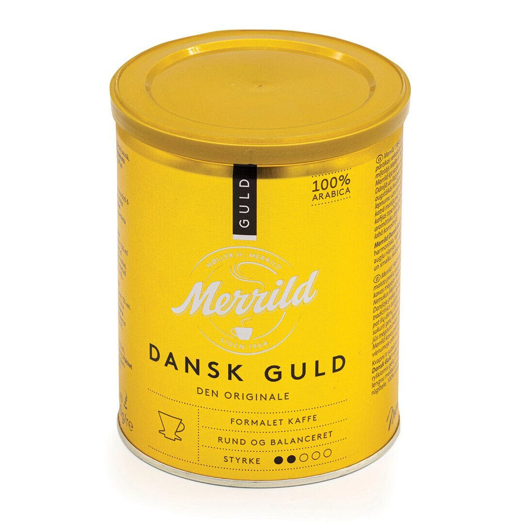 4 MERRILD DANSK GULD Finely Ground Coffee Medium Roast Arabica Tin 250g