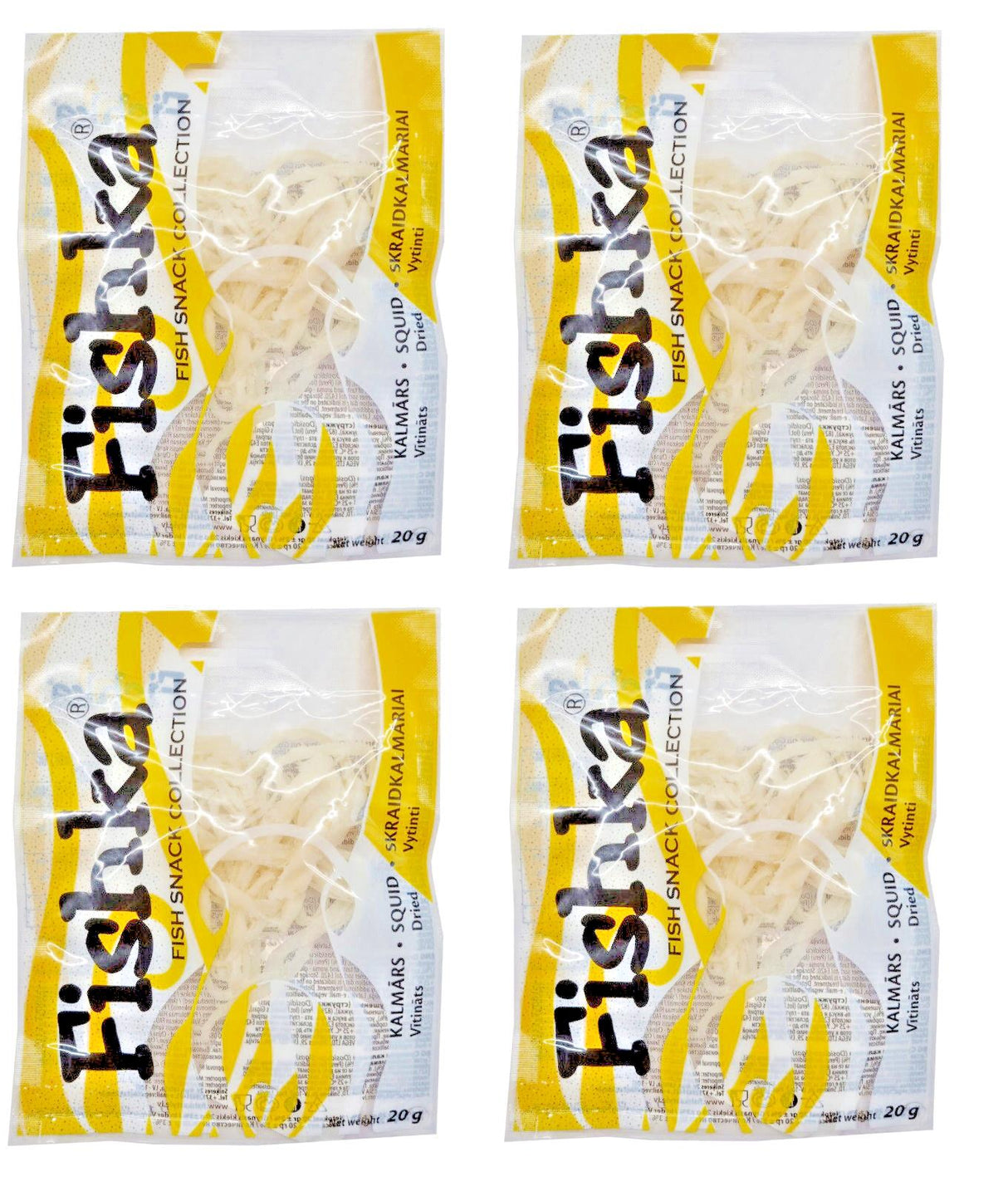4 FISHKA Dried Squid Shreds Fish Snacks 20g 0.7oz