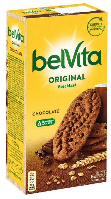 5 x BELVITA Wholegrain Healthy Breakfast Energy Biscuits Chocolate Cookies 300g