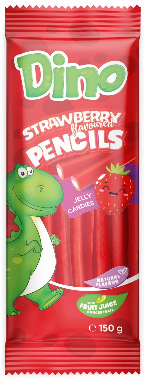 3 x DINO Strawberry Pencils Gummi Candy Sweets Party Treats 150g 5.3oz