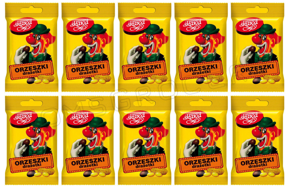 10 CLOWN RETRO Dragee Bags Chocolate Covered Peanuts Candy European Snacks 70g