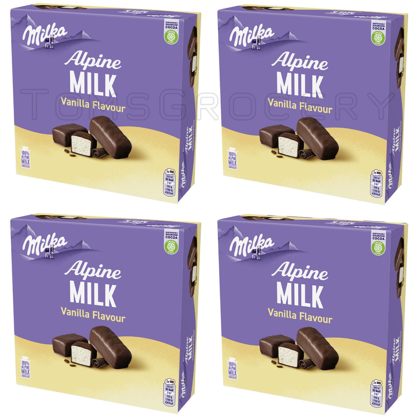 4 x MILKA ALPINE MILK Vanilla Flavor Chocolate Candies Marshmallows Souffle 350g