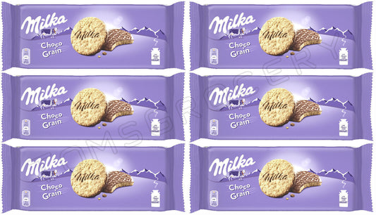 6 x MILKA CHOCO GRAINS Wholegrain Cookies with Alpine Milk Chocolate 126g 4.5oz