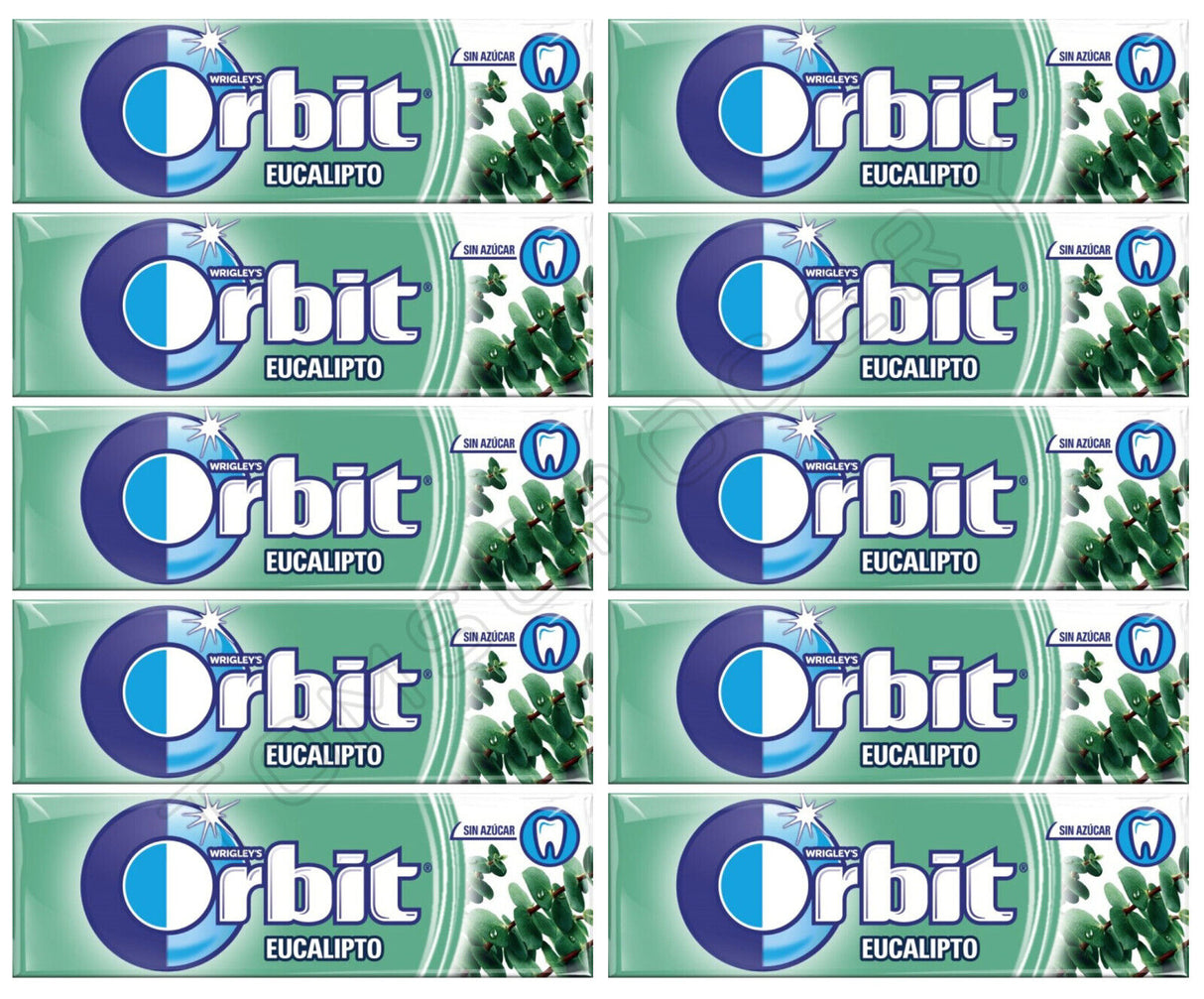10 WRIGLEY'S ORBIT EUCALYPTUS Flavor Sugarfree Chewing Gum 14g 0.49oz