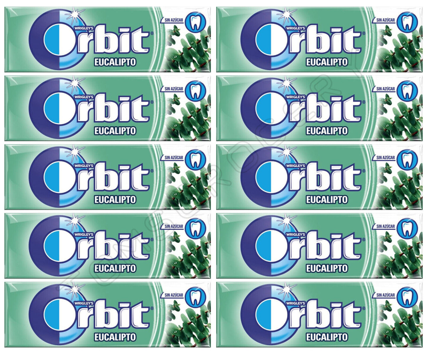 10 x WRIGLEY'S ORBIT EUCALYPTUS Flavor Sugarfree Chewing Gum 14g 0.49oz