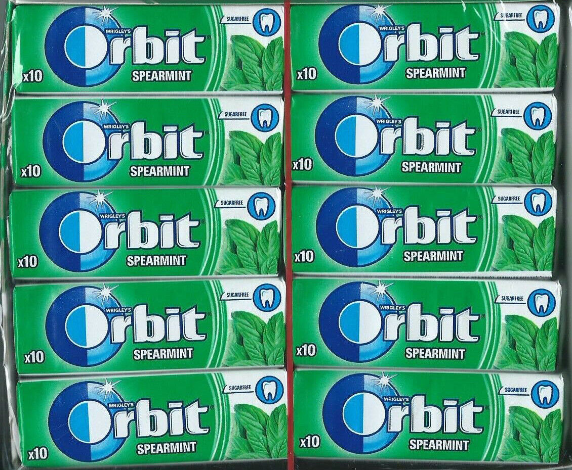 10 WRIGLEY'S ORBIT SPEARMINT Flavor Sugarfree Chewing Gum 14g 0.49oz