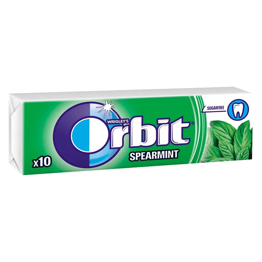 10 WRIGLEY'S ORBIT SPEARMINT Flavor Sugarfree Chewing Gum 14g 0.49oz